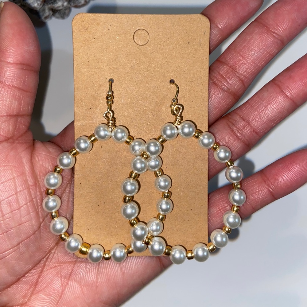 Handmade Acrylic Glass Bead Hoop Earrings